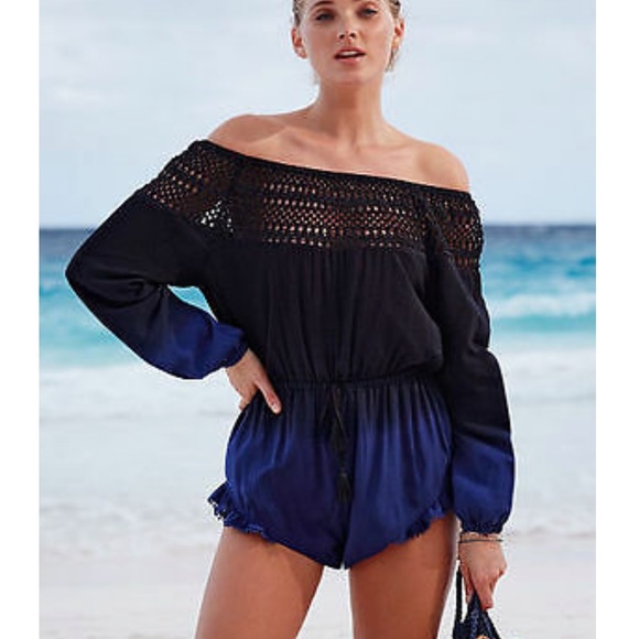 Victoria's Secret Other - Victoria’s Secret ombré swim coverup crocheted romper size large